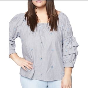 Sanctuary Saffron Cotton Striped Tiered-Sleeve